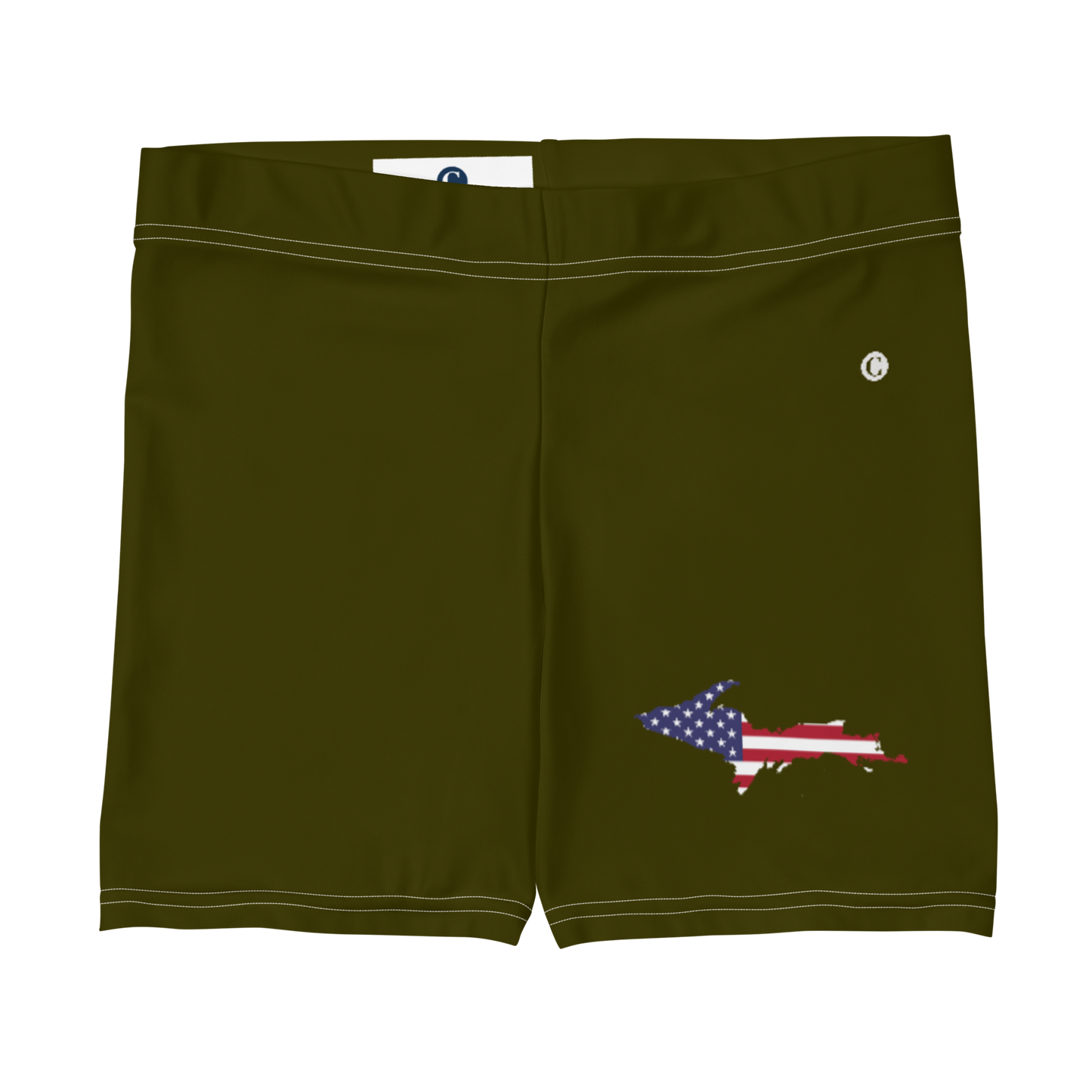 Michigan Upper Peninsula Tight Shorts (w/ UP Outline) | Military Green