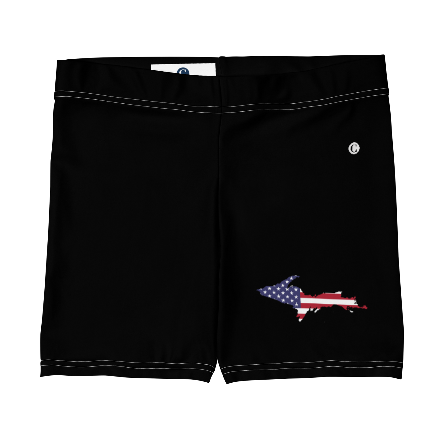 Michigan Upper Peninsula Tight Shorts (w/ UP Outline) | Black