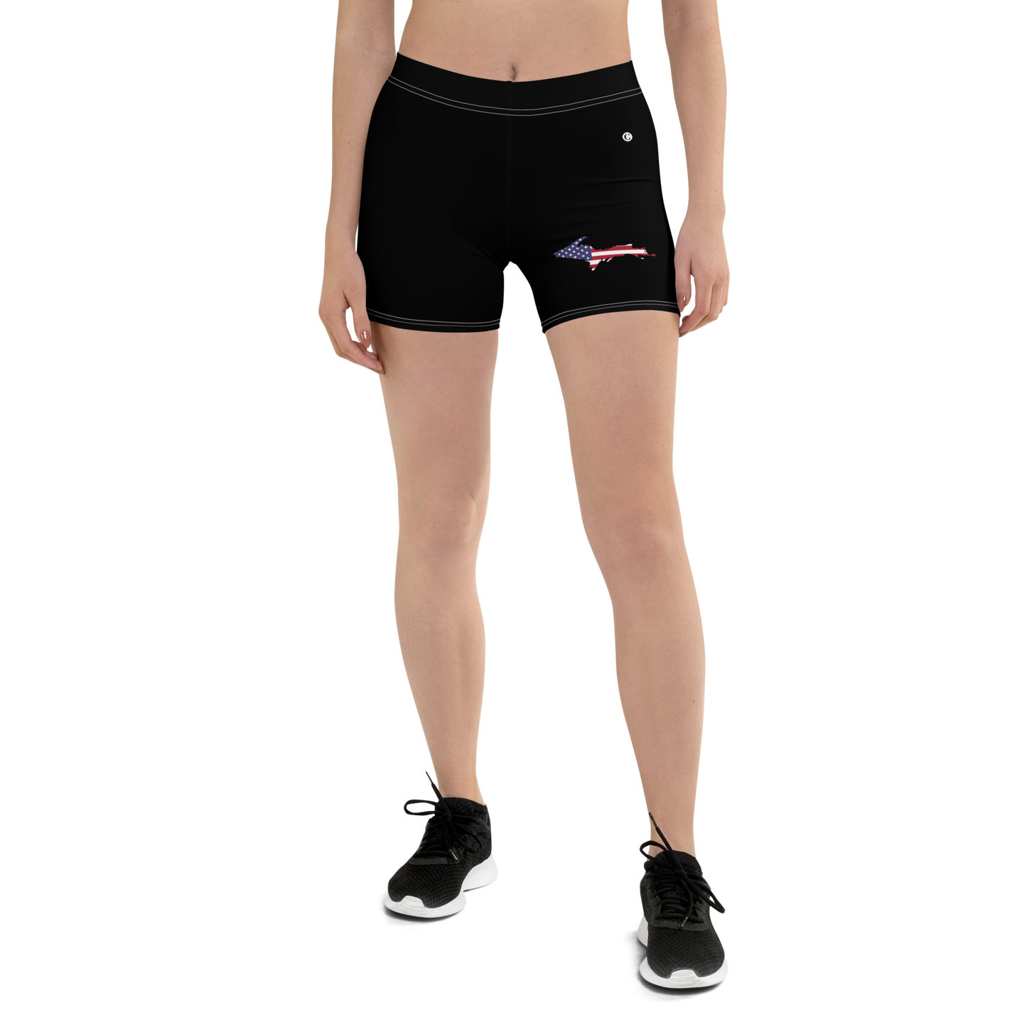 Michigan Upper Peninsula Tight Shorts (w/ UP Outline) | Black