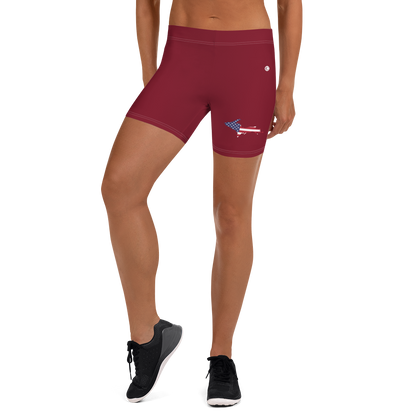 Michigan Upper Peninsula Tight Shorts (w/ UP Outline) | Burgandy