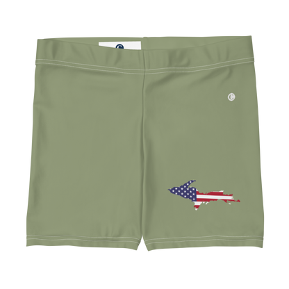 Michigan Upper Peninsula Tight Shorts (w/ UP Outline) | Beachgrass Green