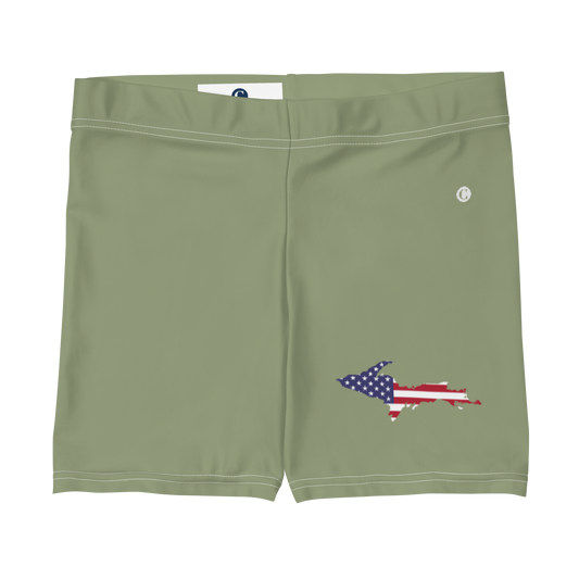 Michigan Upper Peninsula Tight Shorts (w/ UP Outline) | Beachgrass Green