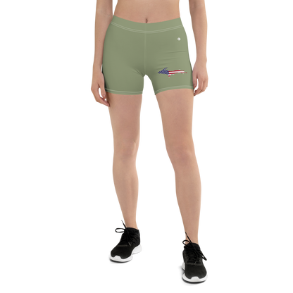 Michigan Upper Peninsula Tight Shorts (w/ UP Outline) | Beachgrass Green