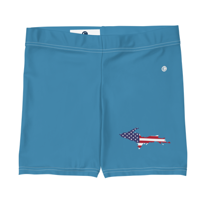 Michigan Upper Peninsula Tight Shorts (w/ UP Outline) | Lake Michigan Blue