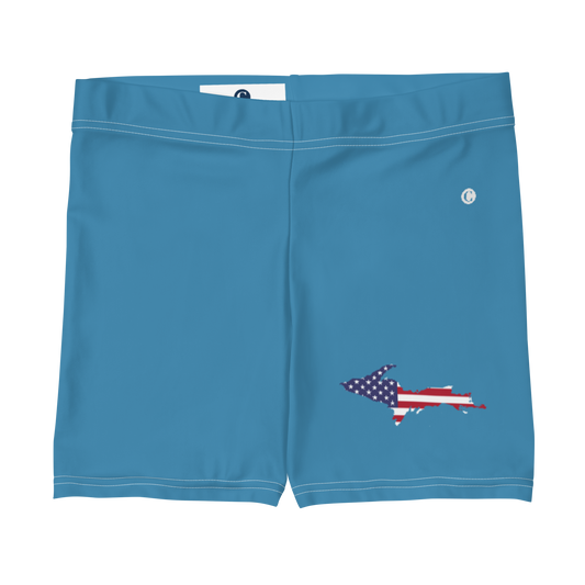 Michigan Upper Peninsula Tight Shorts (w/ UP Outline) | Lake Michigan Blue