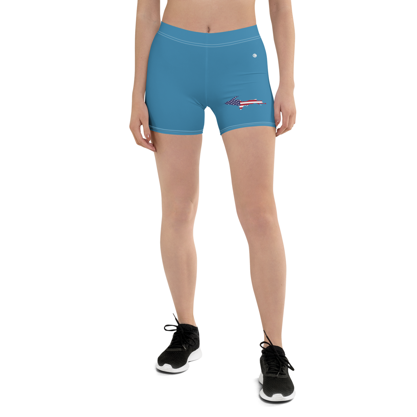 Michigan Upper Peninsula Tight Shorts (w/ UP Outline) | Lake Michigan Blue