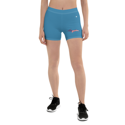 Michigan Upper Peninsula Tight Shorts (w/ UP Outline) | Lake Michigan Blue