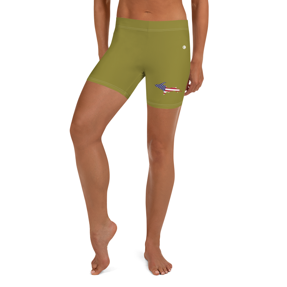 Michigan Upper Peninsula Tight Shorts (w/ UP Outline) | Scrub Gold