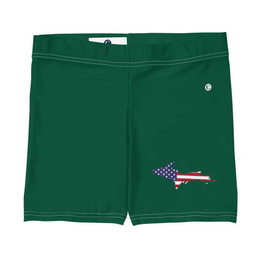Michigan Upper Peninsula Tight Shorts (w/ UP Outline) | Superior Green