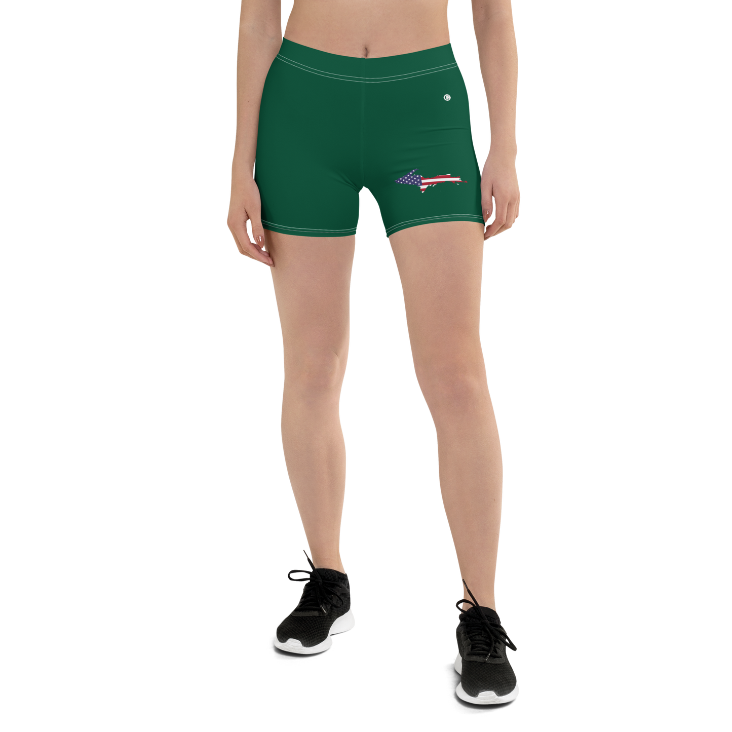 Michigan Upper Peninsula Tight Shorts (w/ UP Outline) | Superior Green