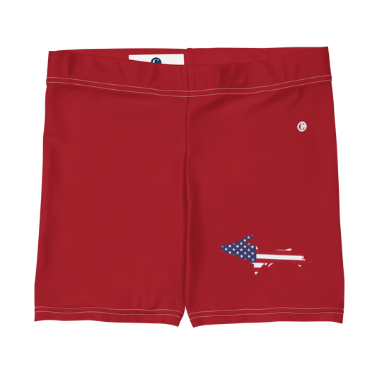 Michigan Upper Peninsula Tight Shorts (w/ UP Outline) | Thimbleberry Red