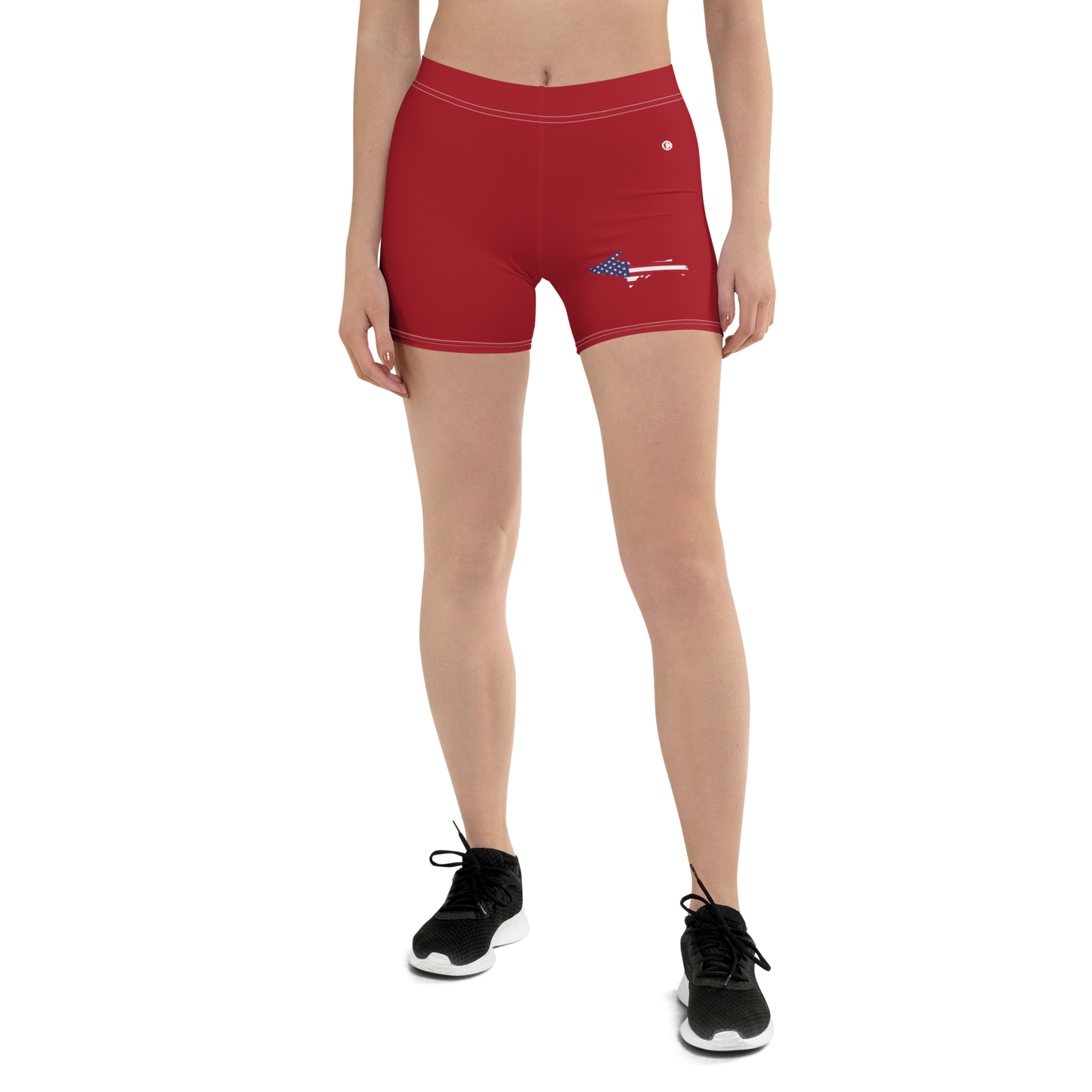 Michigan Upper Peninsula Tight Shorts (w/ UP Outline) | Thimbleberry Red