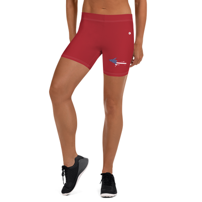 Michigan Upper Peninsula Tight Shorts (w/ UP Outline) | Thimbleberry Red