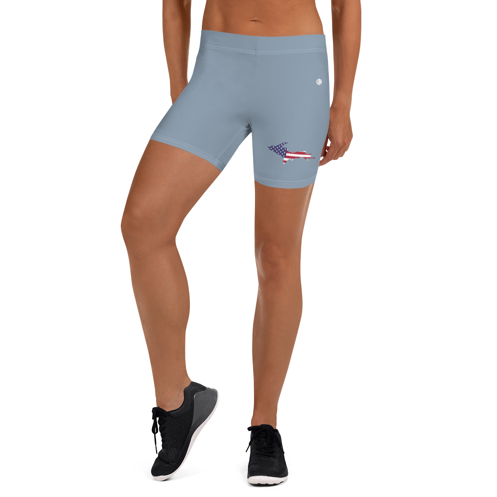 Michigan Upper Peninsula Tight Shorts (w/ UP Outline) | B-24 Grey