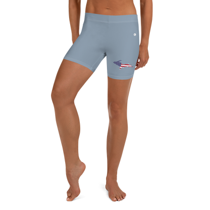 Michigan Upper Peninsula Tight Shorts (w/ UP Outline) | B-24 Grey