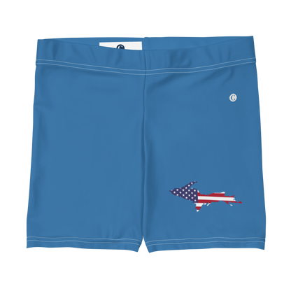 Michigan Upper Peninsula Tight Shorts (w/ UP Outline) | Lake Michigan Blue