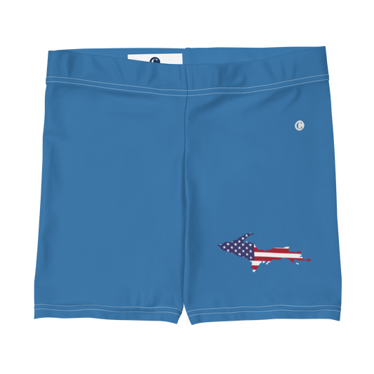 Michigan Upper Peninsula Tight Shorts (w/ UP Outline) | Lake Michigan Blue