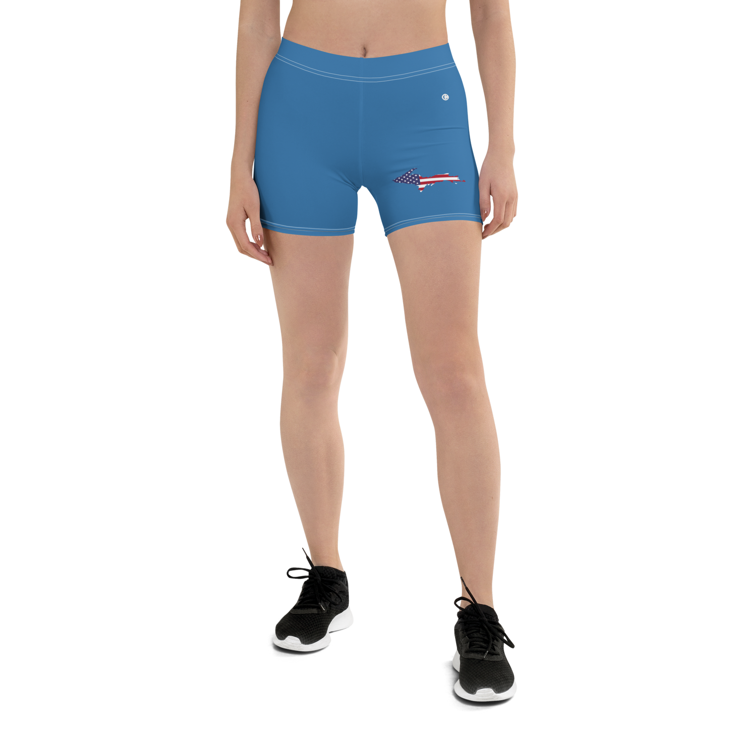 Michigan Upper Peninsula Tight Shorts (w/ UP Outline) | Lake Michigan Blue