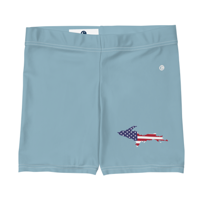 Michigan Upper Peninsula Tight Shorts (w/ UP Outline) | Opal Blue