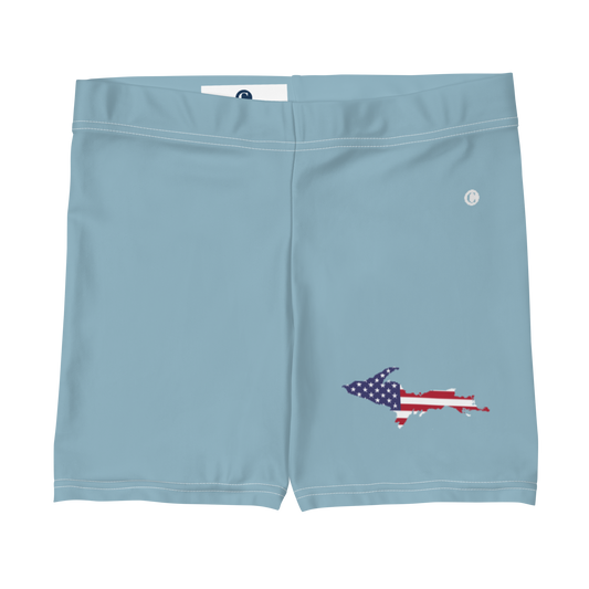 Michigan Upper Peninsula Tight Shorts (w/ UP Outline) | Opal Blue