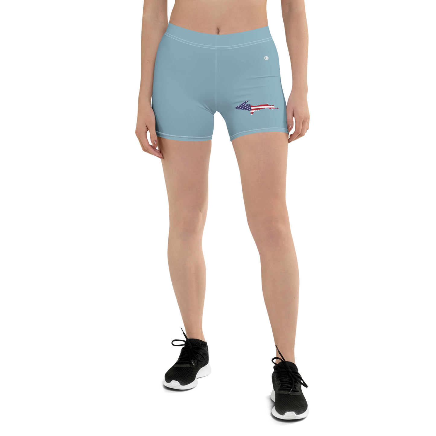 Michigan Upper Peninsula Tight Shorts (w/ UP Outline) | Opal Blue