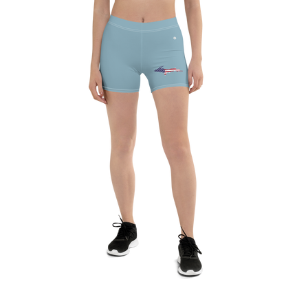 Michigan Upper Peninsula Tight Shorts (w/ UP Outline) | Opal Blue