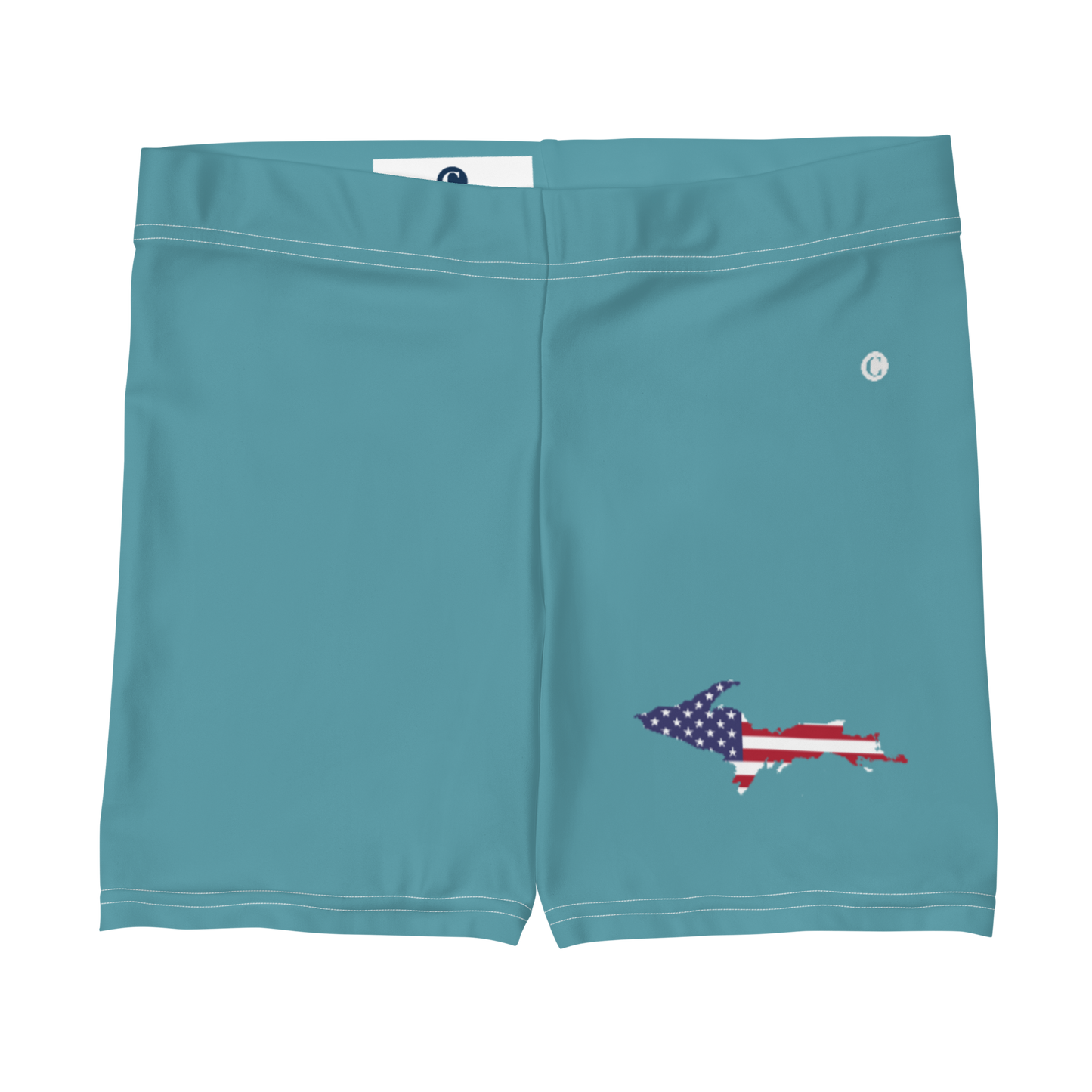 Michigan Upper Peninsula Tight Shorts (w/ UP Outline) | Lake Huron Blue