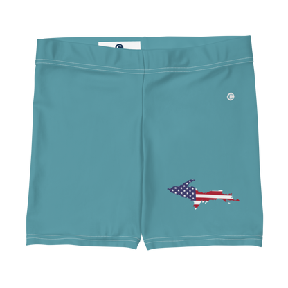 Michigan Upper Peninsula Tight Shorts (w/ UP Outline) | Lake Huron Blue