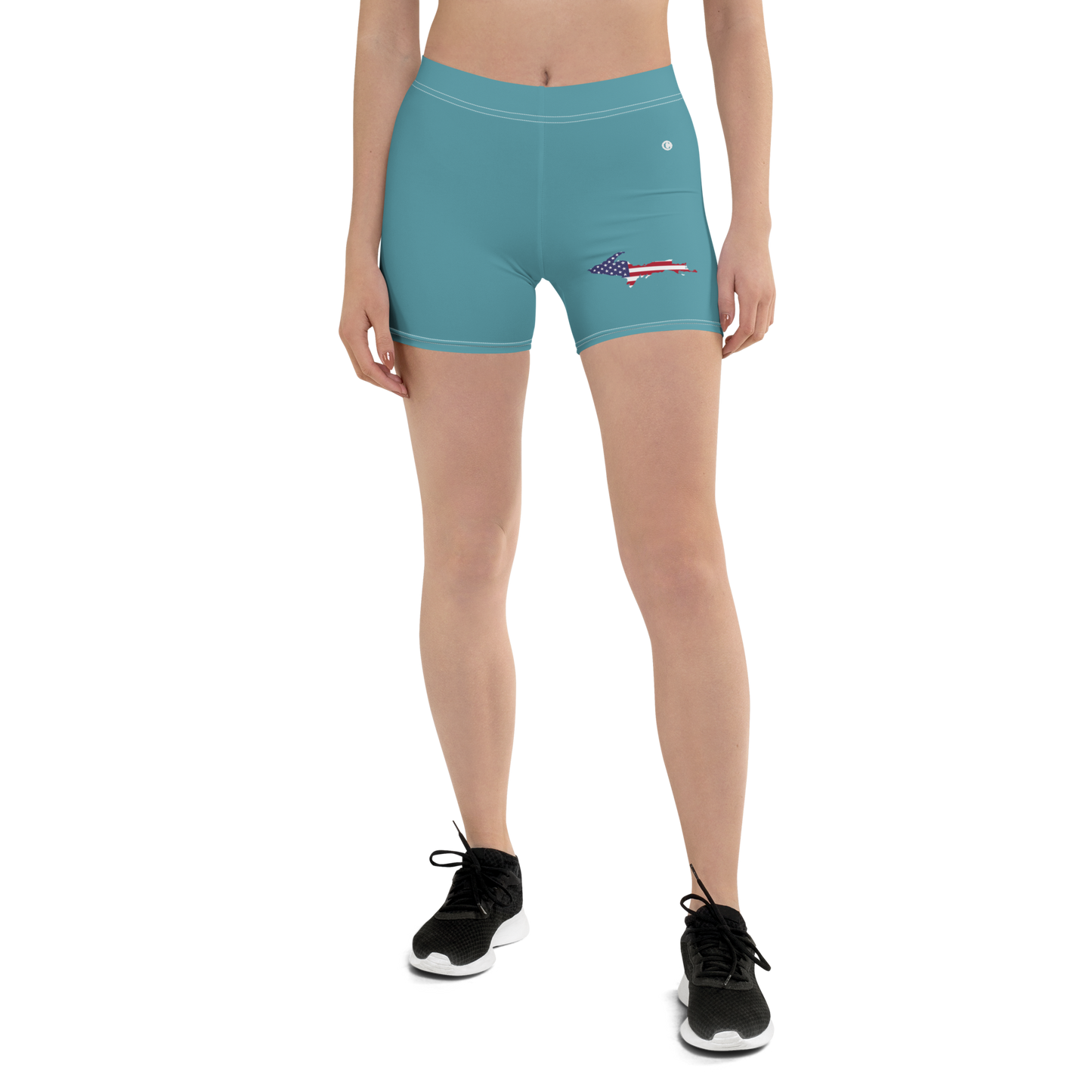 Michigan Upper Peninsula Tight Shorts (w/ UP Outline) | Lake Huron Blue