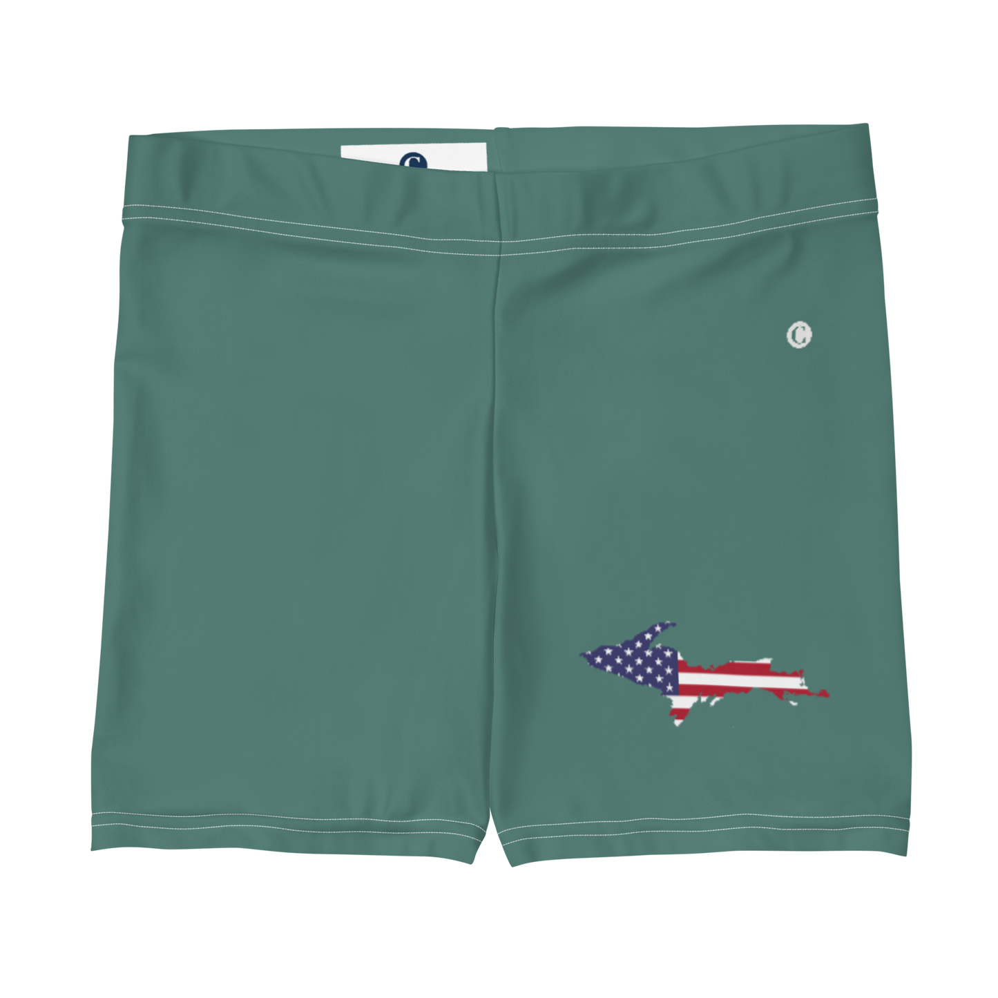 Michigan Upper Peninsula Tight Shorts (w/ UP Outline) | Copper Green