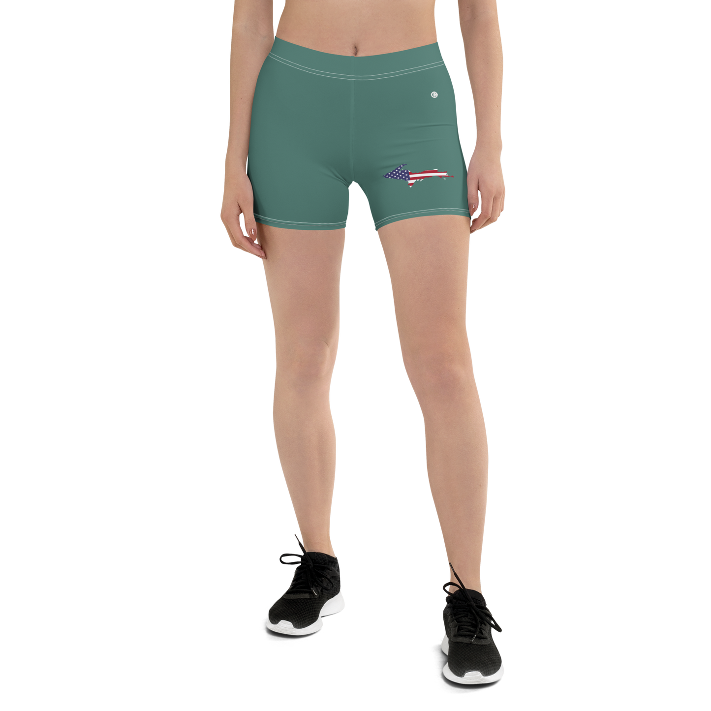 Michigan Upper Peninsula Tight Shorts (w/ UP Outline) | Copper Green