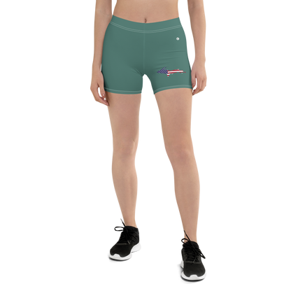 Michigan Upper Peninsula Tight Shorts (w/ UP Outline) | Copper Green