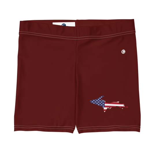 Michigan Upper Peninsula Tight Shorts (w/ UP Outline) | Cherrywood Color