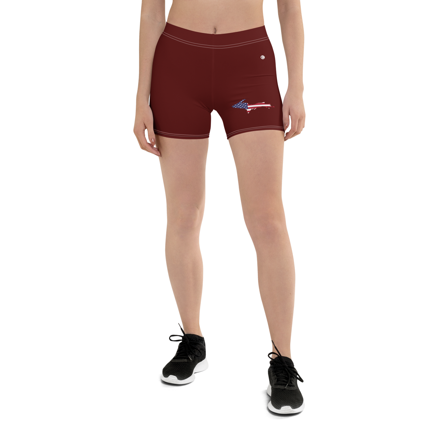 Michigan Upper Peninsula Tight Shorts (w/ UP Outline) | Cherrywood Color