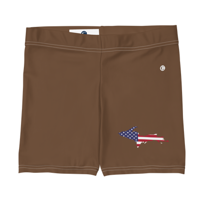 Michigan Upper Peninsula Tight Shorts (w/ UP Outline) | Coffee Color