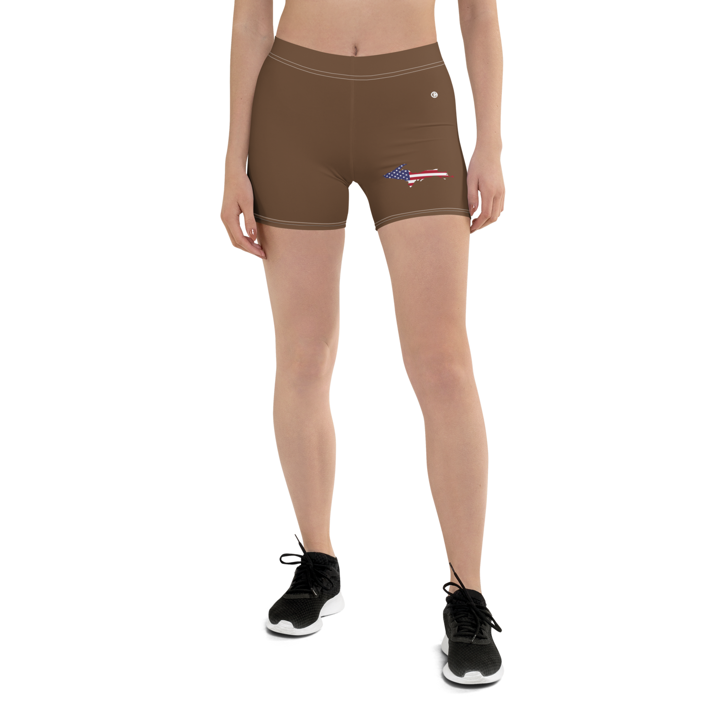 Michigan Upper Peninsula Tight Shorts (w/ UP Outline) | Coffee Color