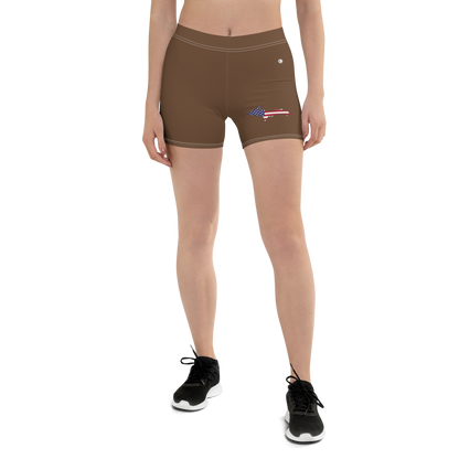 Michigan Upper Peninsula Tight Shorts (w/ UP Outline) | Coffee Color