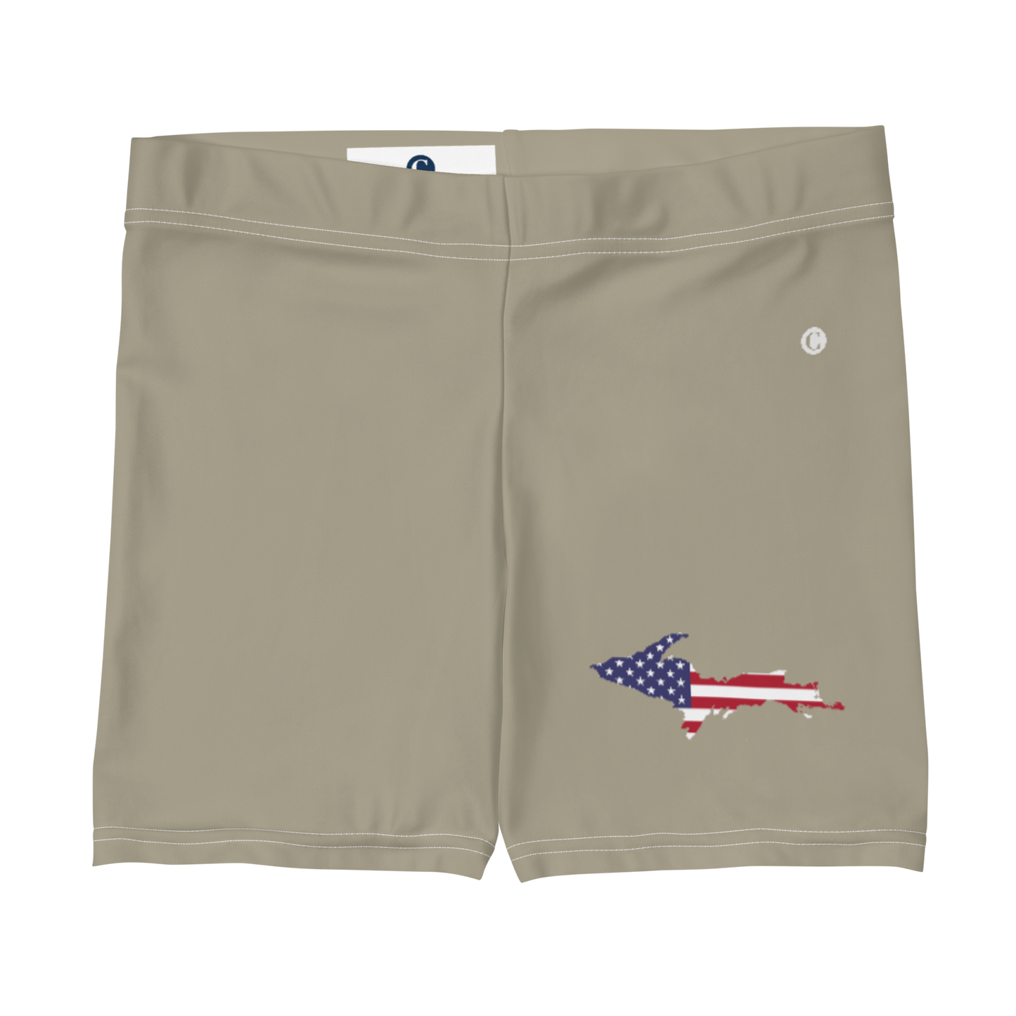 Michigan Upper Peninsula Tight Shorts (w/ UP Outline) | Petoskey Stone Beige