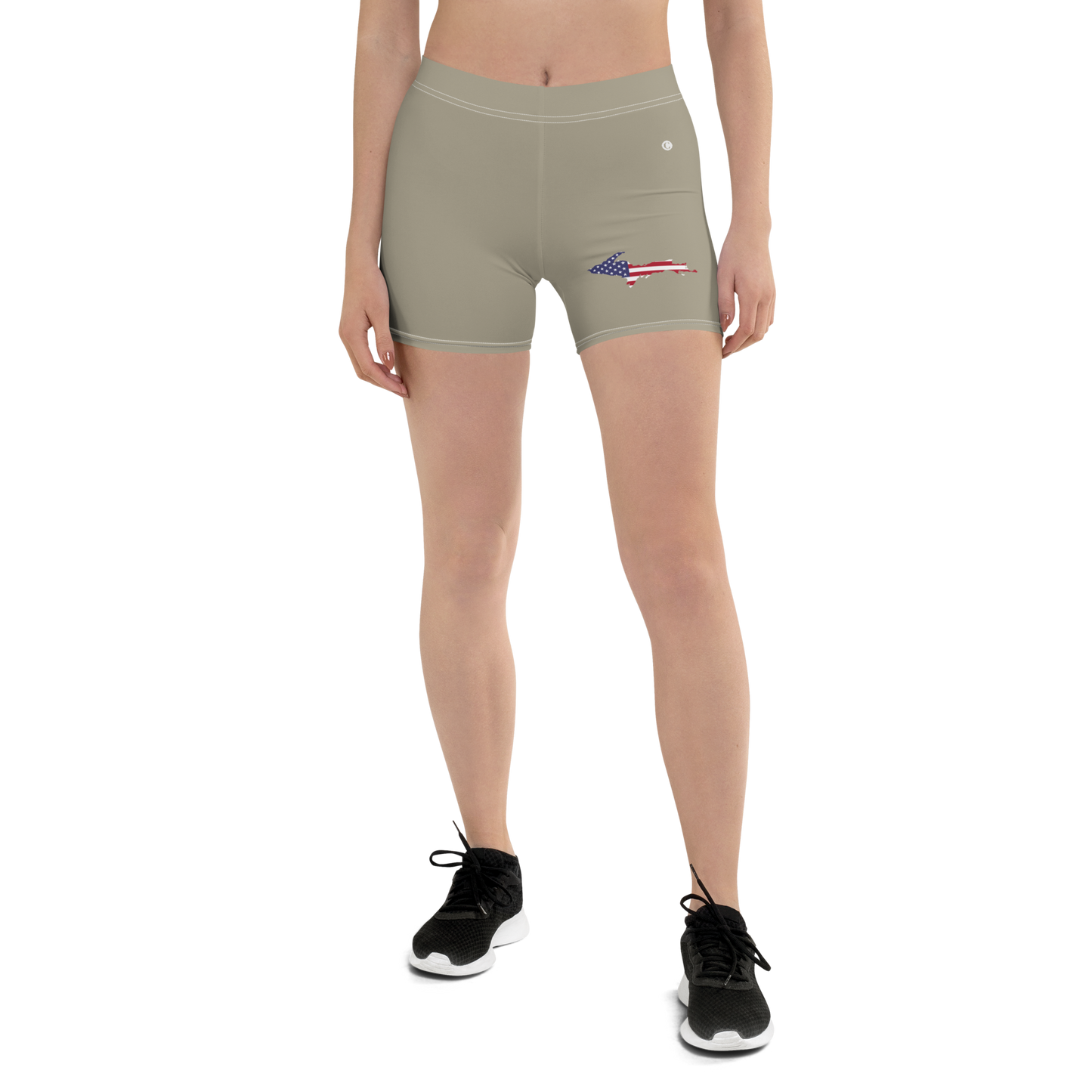 Michigan Upper Peninsula Tight Shorts (w/ UP Outline) | Petoskey Stone Beige