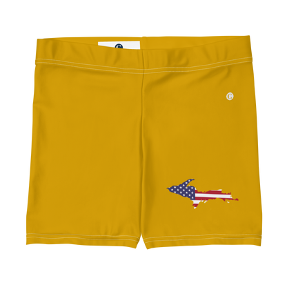 Michigan Upper Peninsula Tight Shorts (w/ UP Outline) | Gold