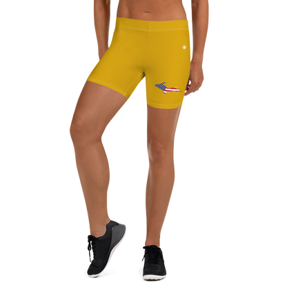 Michigan Upper Peninsula Tight Shorts (w/ UP Outline) | Gold