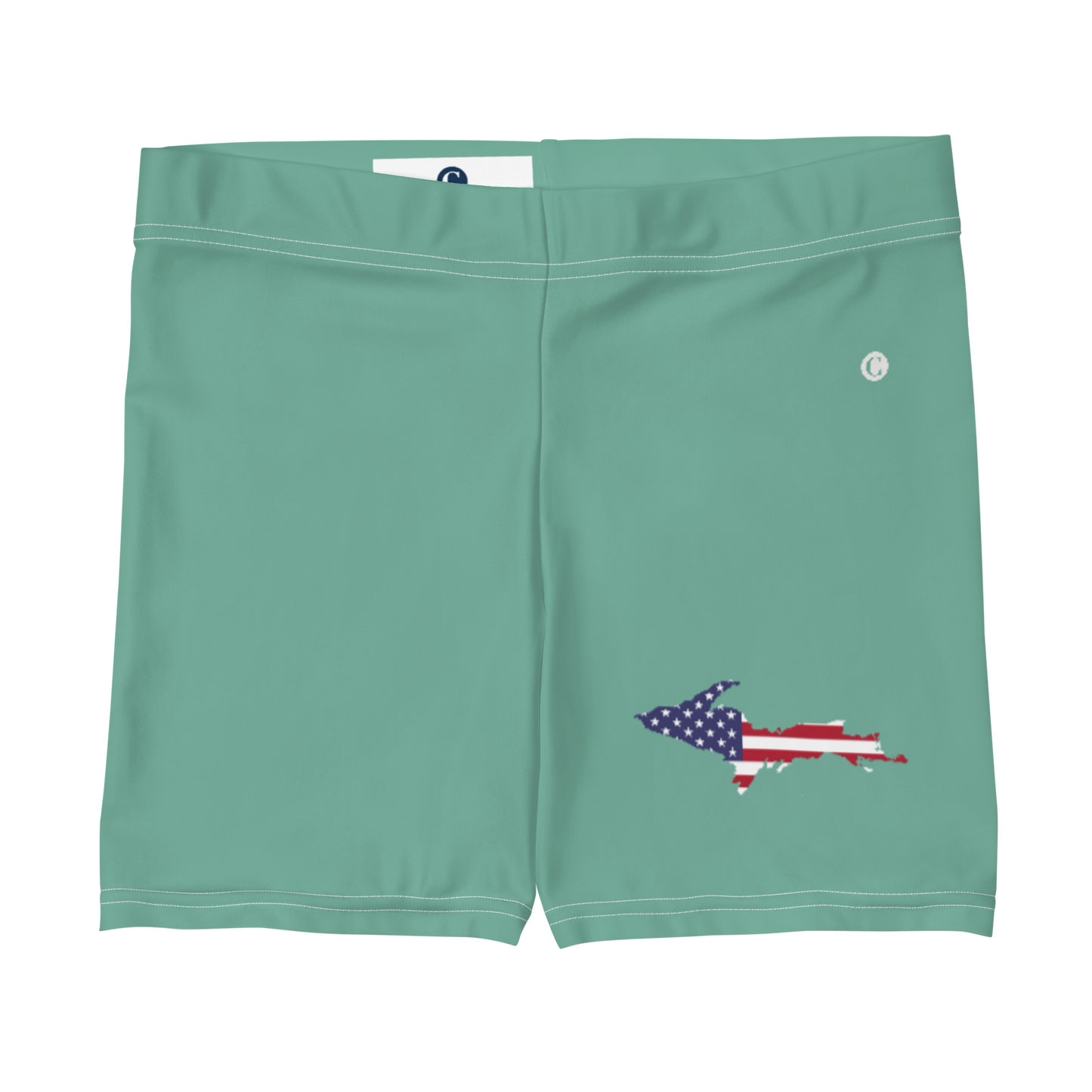 Michigan Upper Peninsula Tight Shorts (w/ UP Outline) | Metallic Mint Green