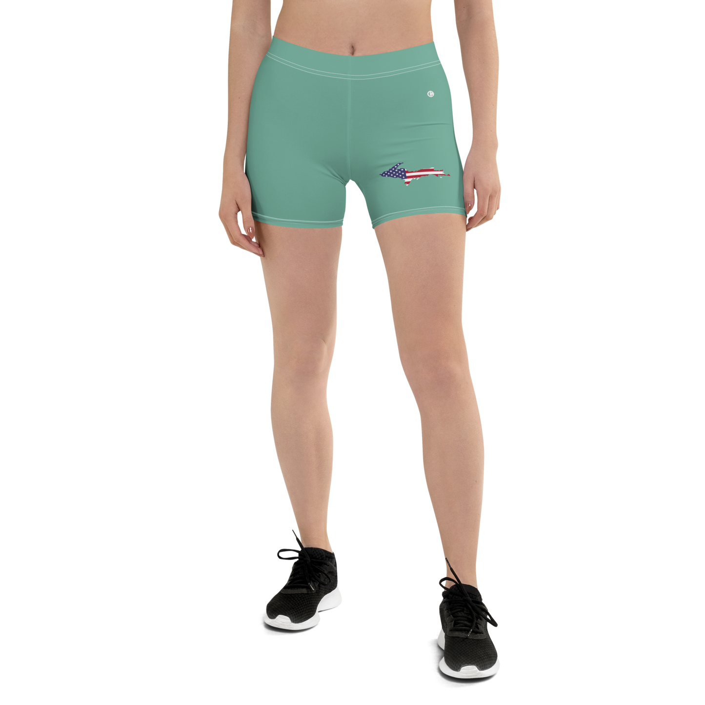 Michigan Upper Peninsula Tight Shorts (w/ UP Outline) | Metallic Mint Green