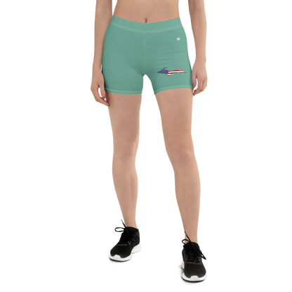 Michigan Upper Peninsula Tight Shorts (w/ UP Outline) | Metallic Mint Green