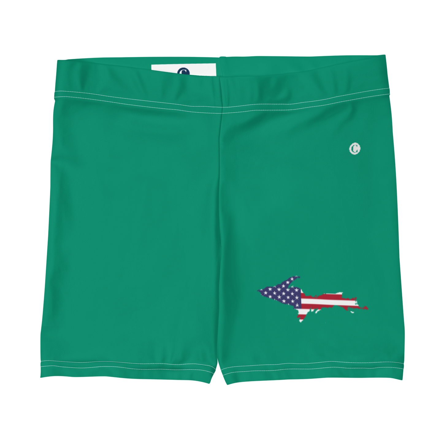 Michigan Upper Peninsula Tight Shorts (w/ UP Outline) | Emerald Green