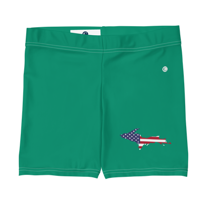 Michigan Upper Peninsula Tight Shorts (w/ UP Outline) | Emerald Green