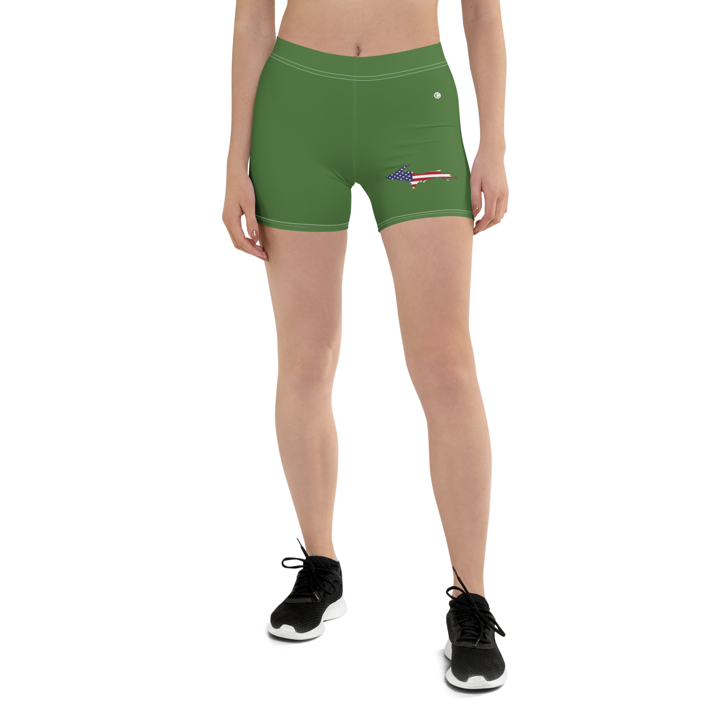 Michigan Upper Peninsula Tight Shorts (w/ UP Outline) | Pine Green