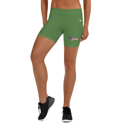 Michigan Upper Peninsula Tight Shorts (w/ UP Outline) | Pine Green