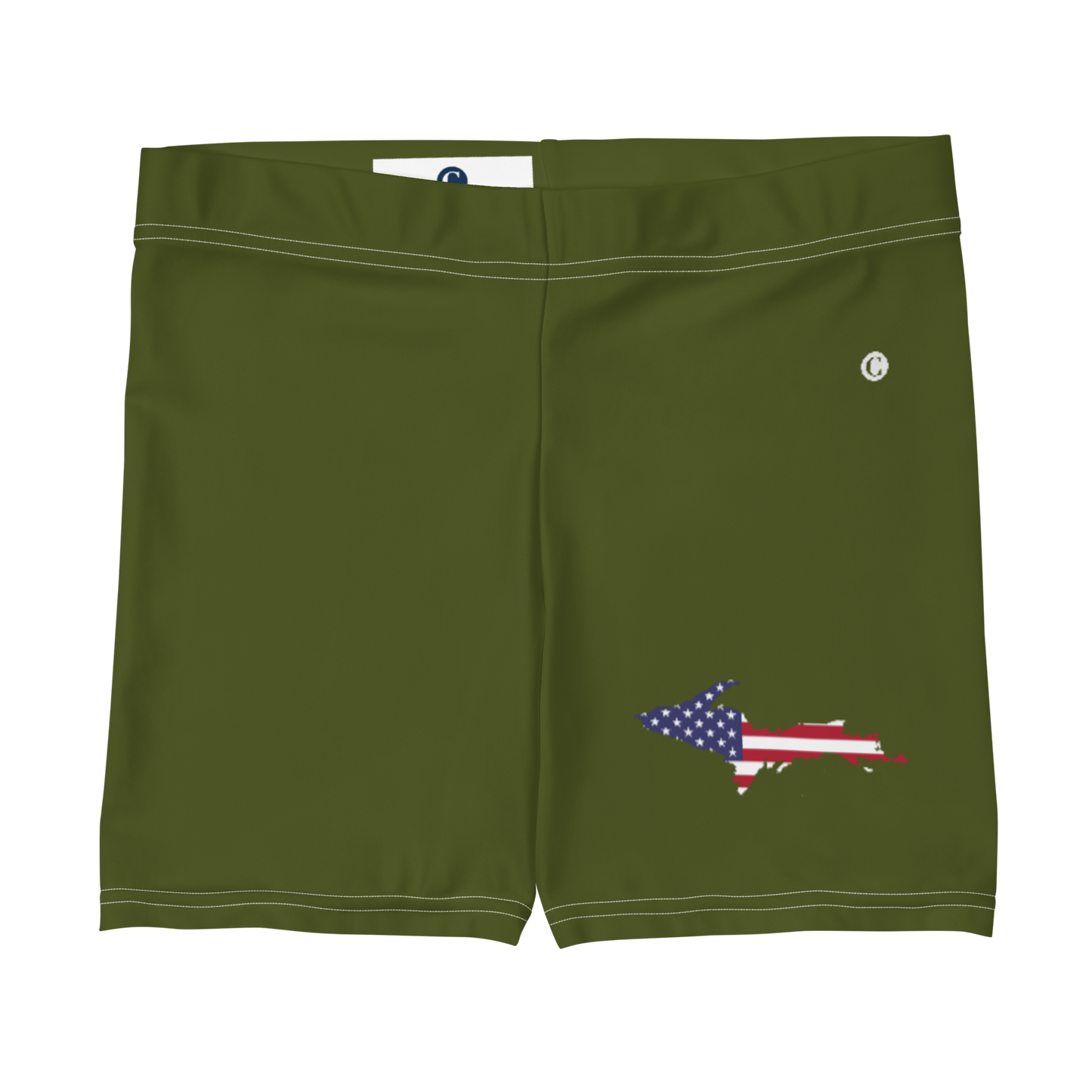Michigan Upper Peninsula Tight Shorts (w/ UP Outline) | Army Green