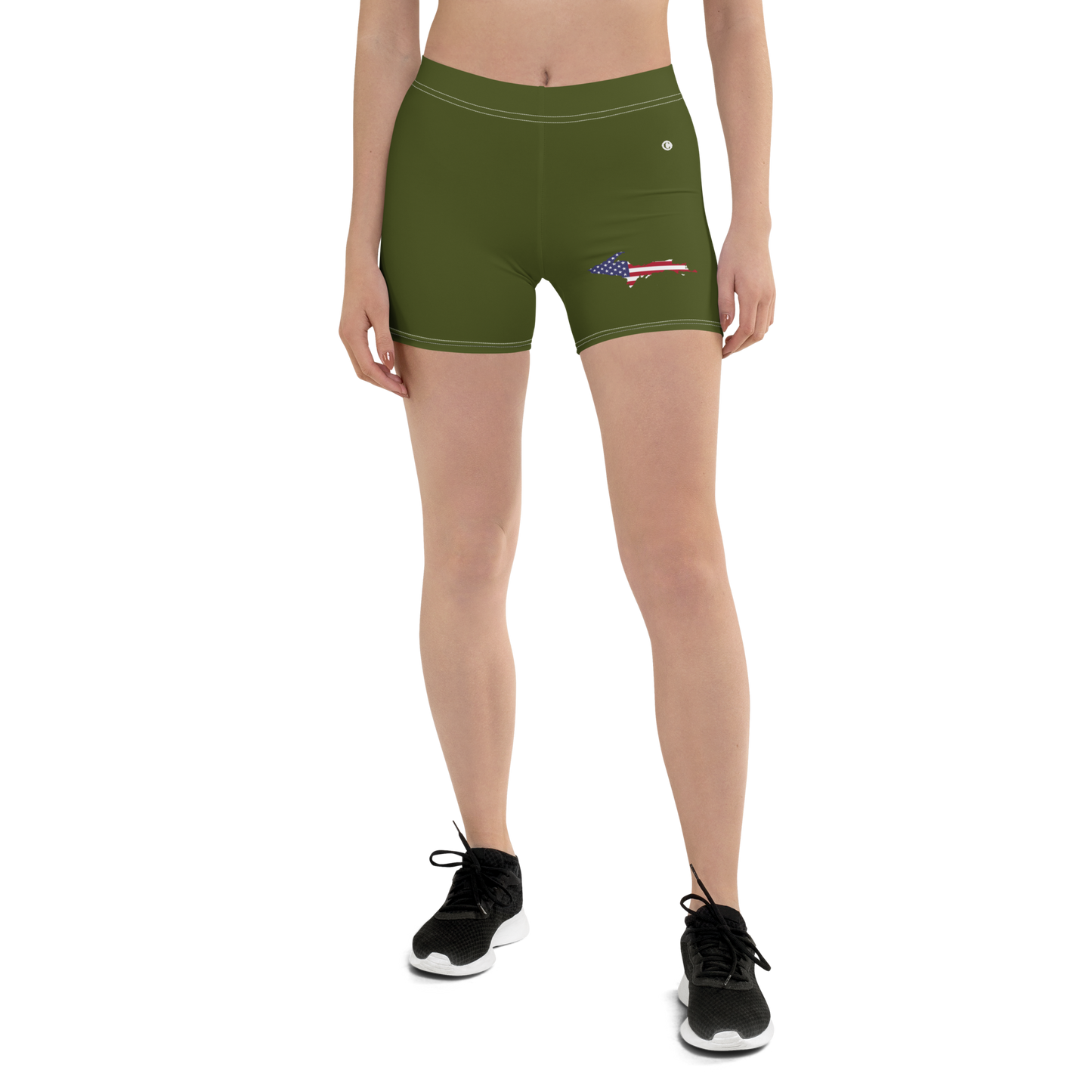 Michigan Upper Peninsula Tight Shorts (w/ UP Outline) | Army Green